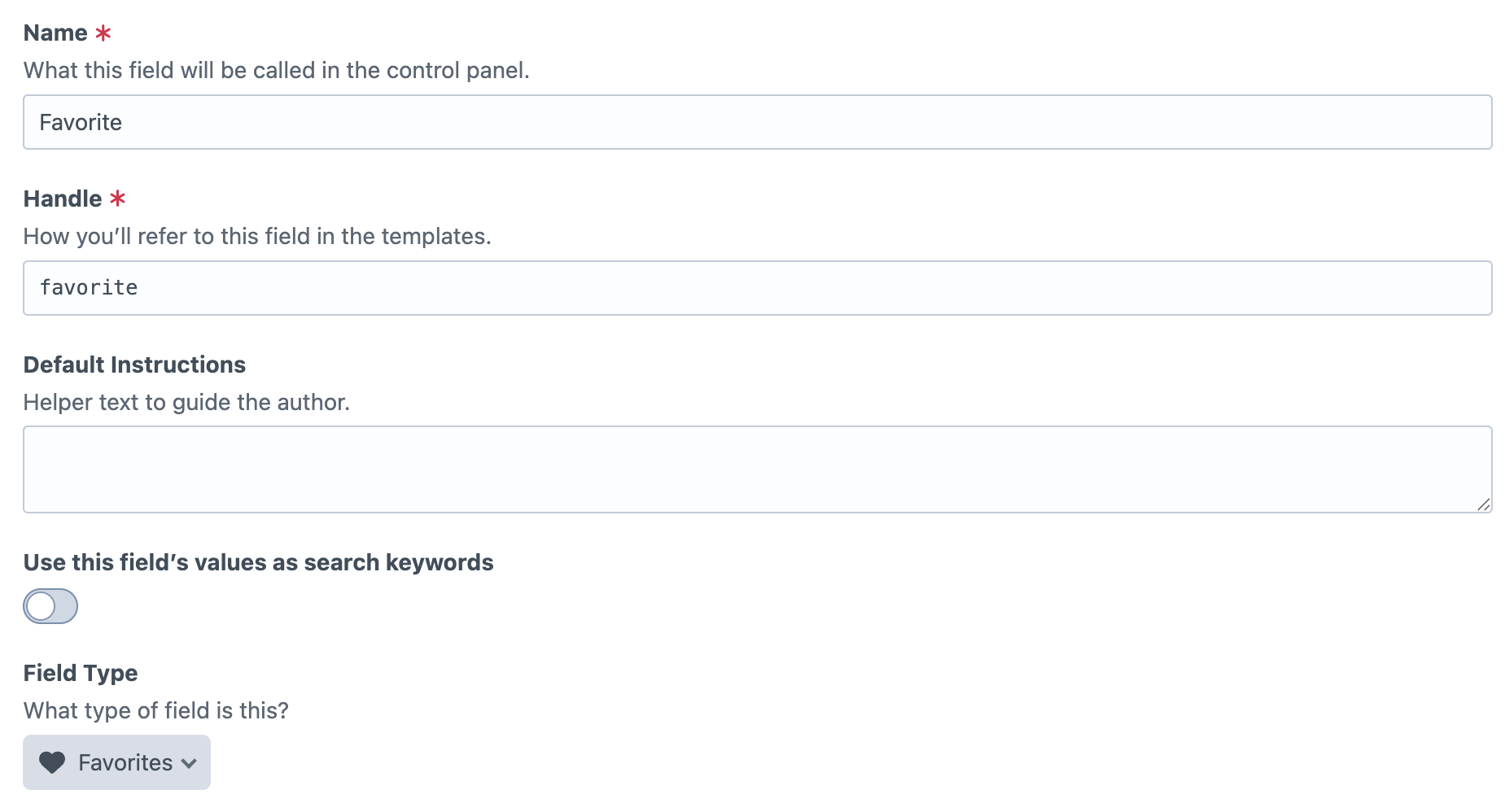 Favorite Field Creation