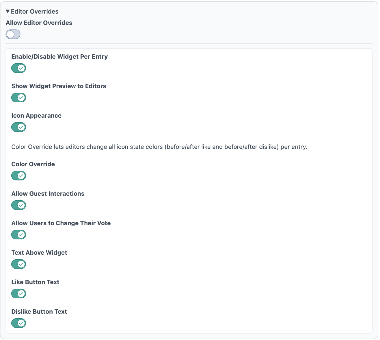 Likes Editor Overrides