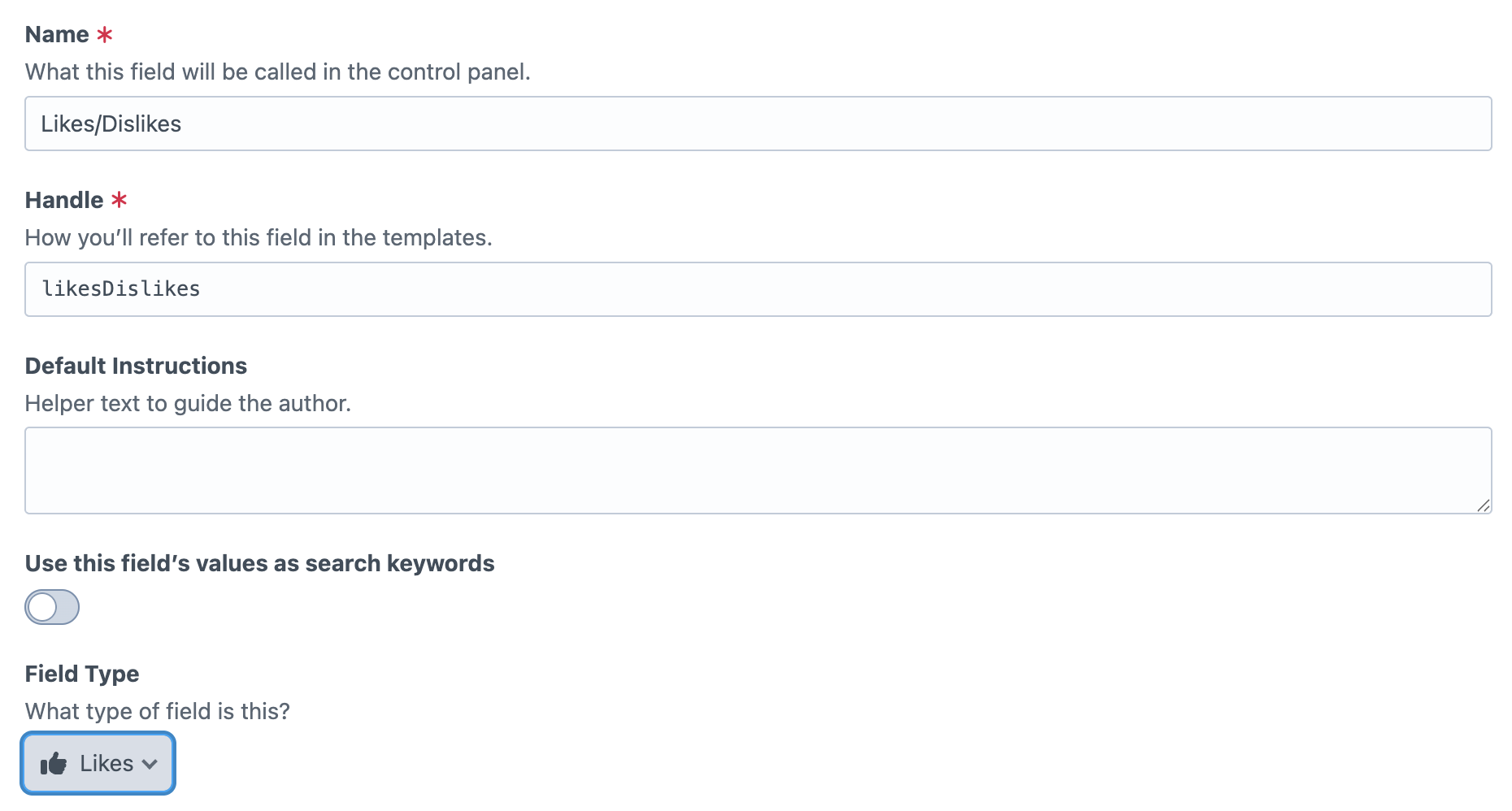 Likes Field Creation