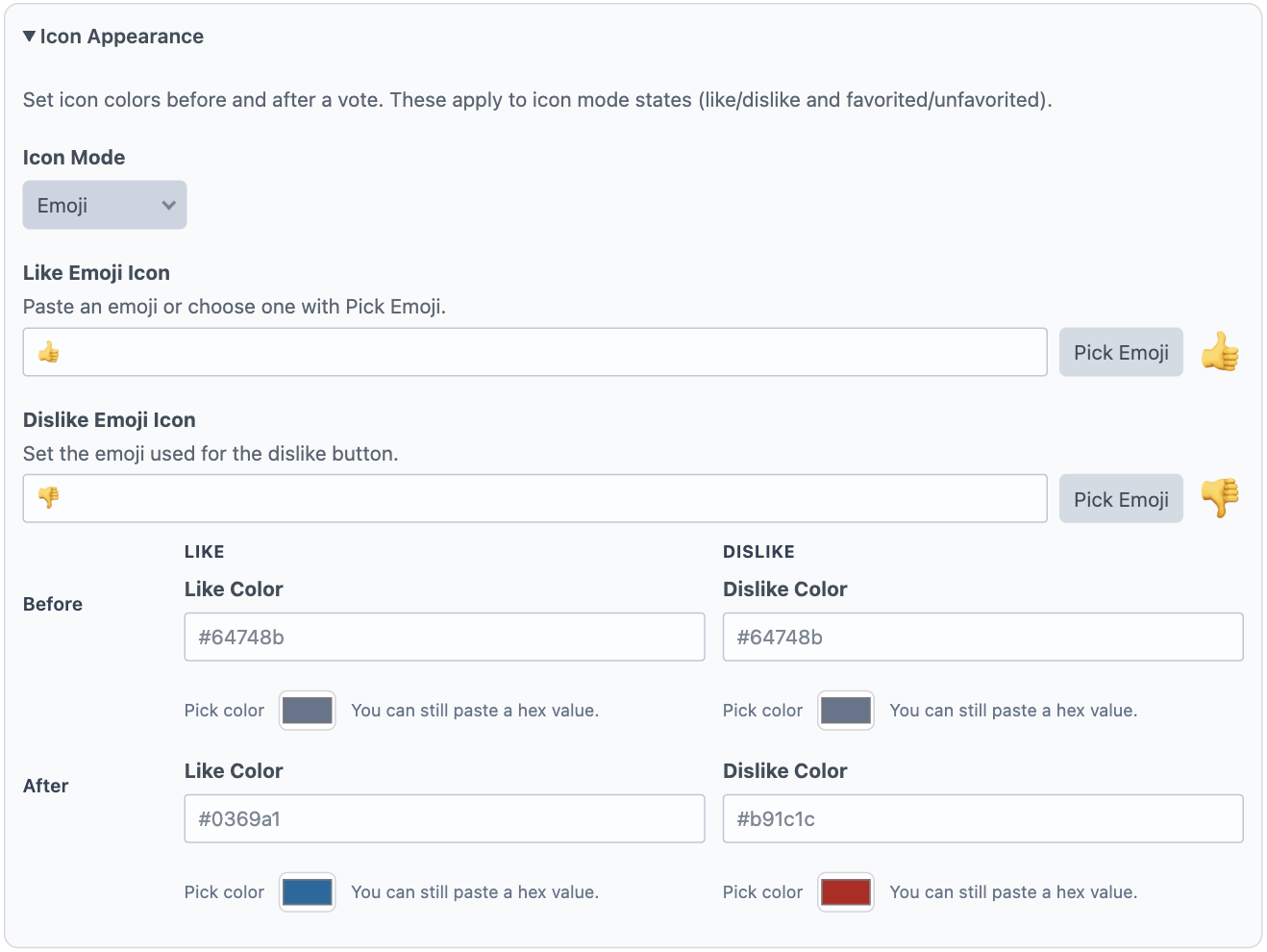 Likes Icon Appearance