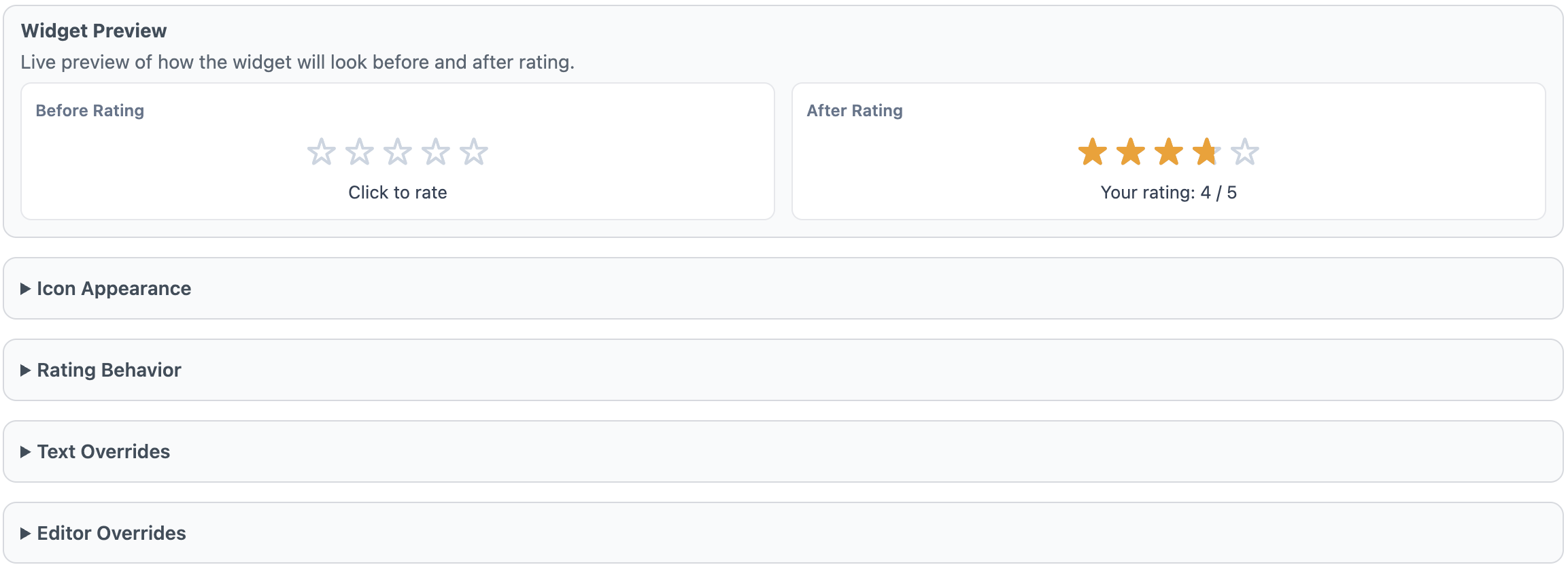 Rating Field Settings