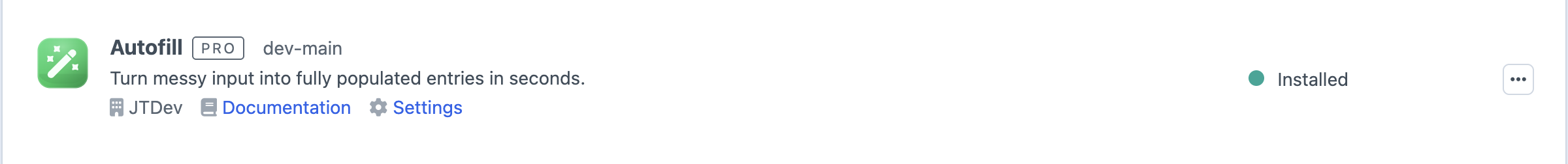 Autofill plugins installed page