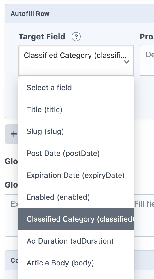 Autofill select field dropdown