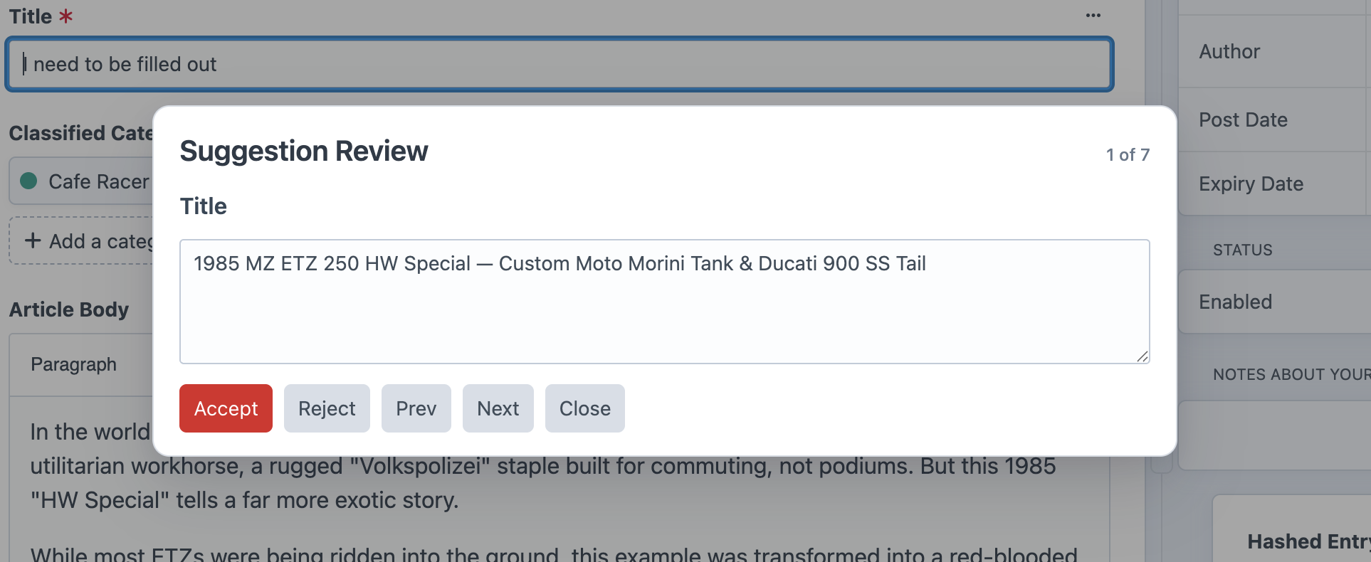 Autofill suggestion review